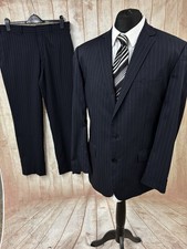 RJR John Rocha Mens Navy Pinstripe Wool Suit 44” Jacket Blazer W36 W34 L32 Blue