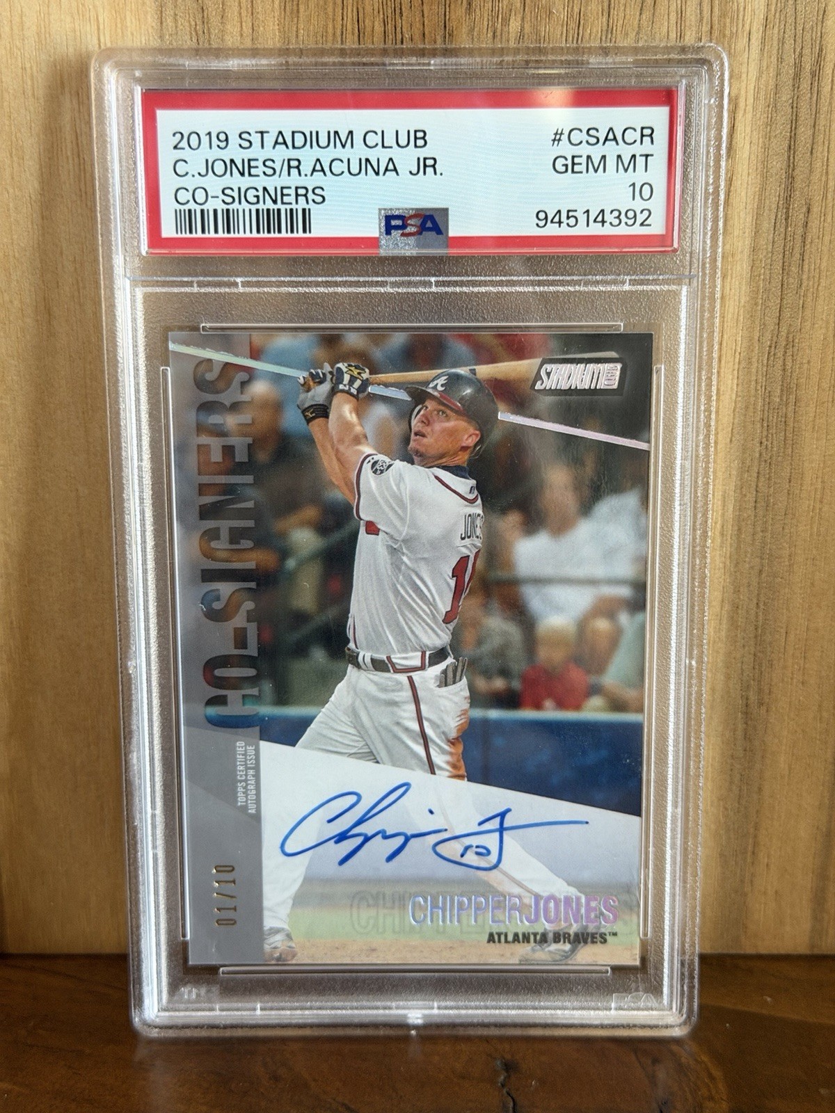 2019 Stadium Club Co-Signers Auto Chipper Jones, Ronald Acuña Jr. #CSA-CR /10