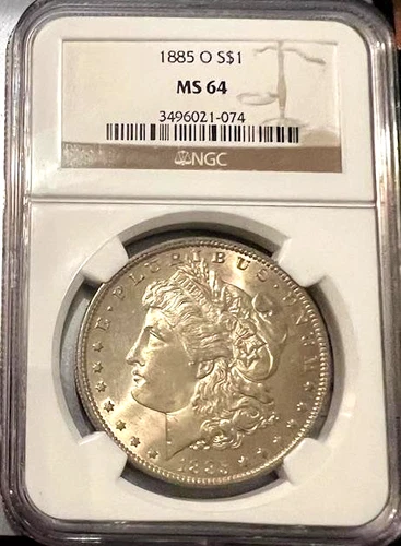US 1885 O Silver  $ Morgan NGC MS  64 New Orleans Mint