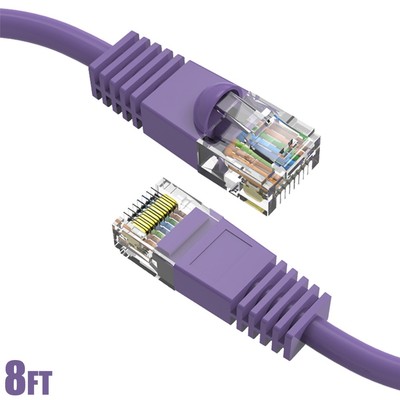 8FT Cat5E Network LAN Ethernet Modem Molded UTP Patch Cable Snagless Boot Purple