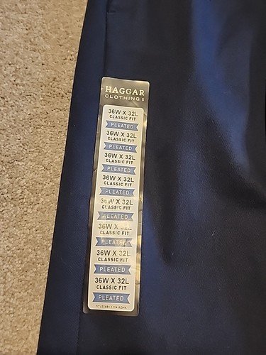 Pantalones Haggar Premium Sin Hierro Caqui Para Hombre 36x32 Azul Marino Calce Clásico Plisados Nuevos con Etiquetas - Imagen 7 de 15
