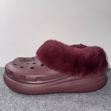 Crocs Furever Crush Soft Fluffy Faux Fur Clogs Cherry Red Womens 12 Platform