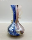 Creazioni Silvestri Arte Murano Glass Vase Multi-Color Swirl Italy Handles