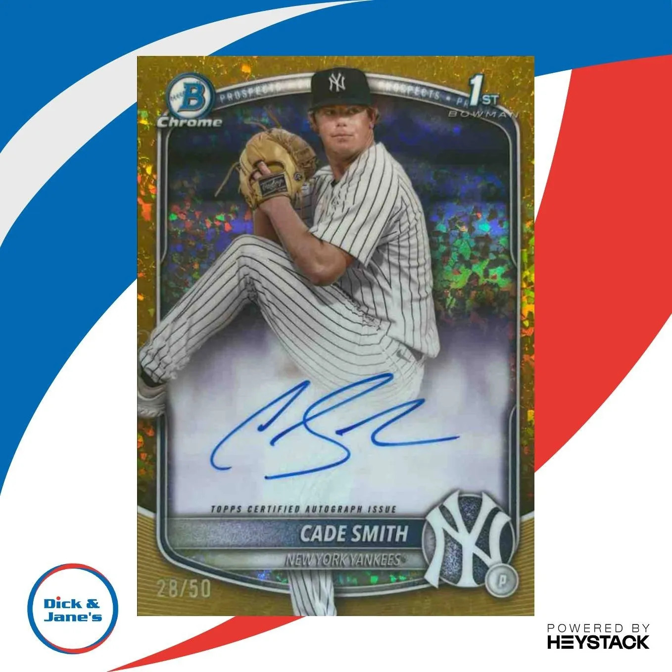 2025 Bowman Chrome Cade Smith Auto Gold Mini Diamonds /50 1st Prospect Yankees