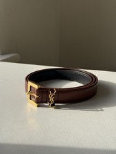 YSL Brown Cassandre Thin Belt In Aged Effect Leather  NEW RRP 445£ 