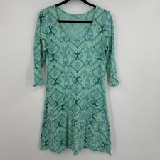 Fresh Produce Dress Womens Extra Small Blue Green Geometric Pocket Casual USA