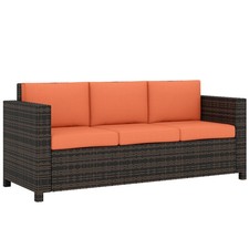 Outsunny Rattan Wicker 3-seater Sofa Chair Patio Furniture w/ Cushion Orange