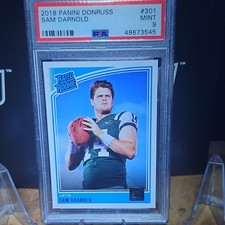 ?2018 DONRUSS #301 SAM DARNOLD ROOKIE CARD PSA 9 MINT RC PANINI Seahawks. rookie card picture