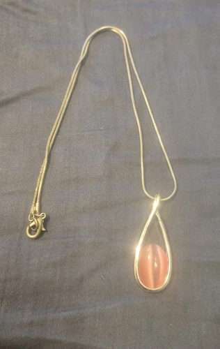 VETEMENTS Collana a goccia rosa tono argento lunare ciondolo costume bigiotteria moda 1 5"