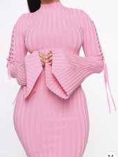 NWT FASHION NOVA Light Pink Knit Mini Dress Sz Small