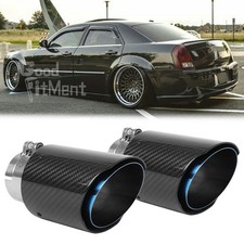 2x Carbon Fiber 2.5 In Tail Pipe Muffler Exhaust Tip For Chrysler 300 Srt 300 C