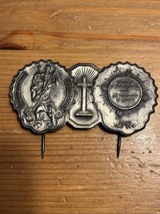 Vintage St Christopher Be My Guide Metal Visor Clip