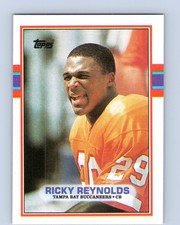 1989 Topps #334 Ricky Reynolds Tampa Bay Buccaneers Rookie Football Card RC. rookie card picture