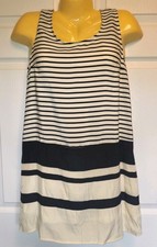 Blu Pepper Shift Dress Striped Black White Scoop Neck Sleeveless Zip Short Sz. S