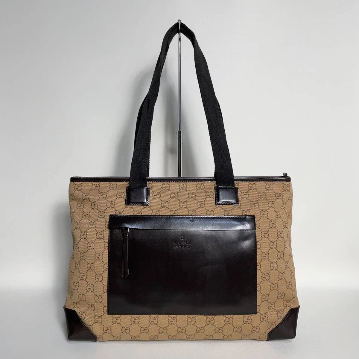 Sac fourre tout en toile marron foncé Gucci Gg 71B195