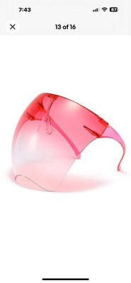 Oversized Full Face Cover Mirror Shield  Reflective Shade Safety Glasses Pink 