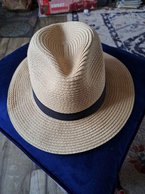 THE HATTER COMPANY Fedora Hat Unisex One Size Woven with Black Band