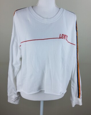 Levi's Long Sleeve French Terry Rainbow Sleeve Cropped Top Shirt Size L