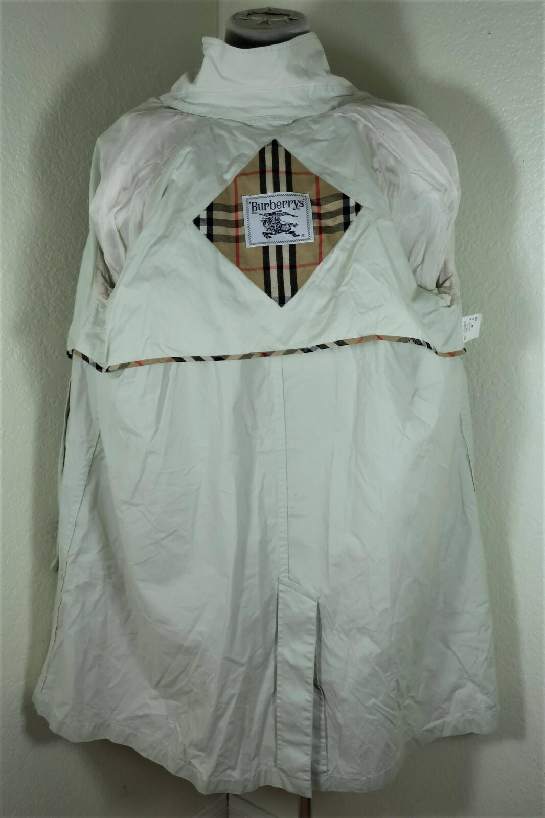 Vintage BURBERRY Bone White Trench Coat Jacket Bl… - image 6