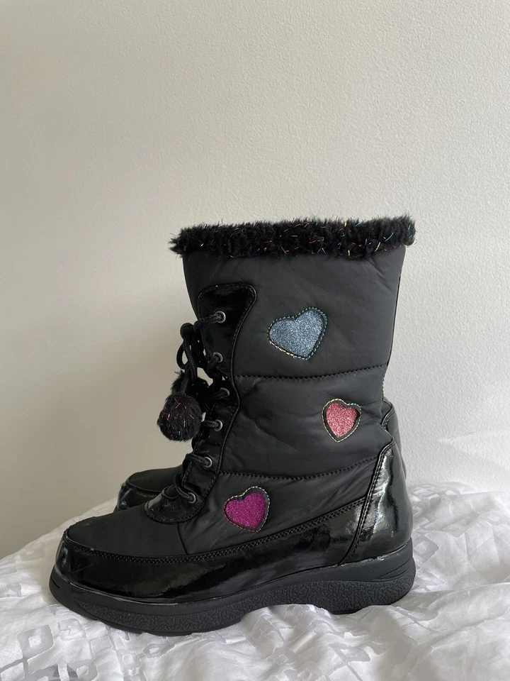 Totes Kohls Invierno Botas Impermeables Casey Negro Niñas Talla 5M. Foto 2 de 4