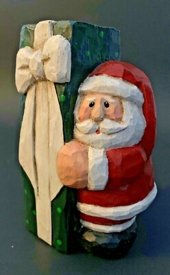 Eddie Walker Santa with Tall Present/Gift Taper Candle Holder - Midwest-Retired