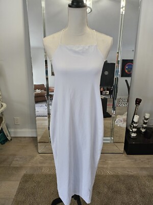 JILLIANA WHITE COTTON BACKLESS SLIP DRESS SZ SMALL