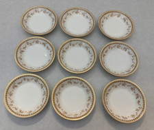 Set of 9 - 5" Porcelain Berry Bowls - Limoges - Pink Rose Garlands - Gold Rims
