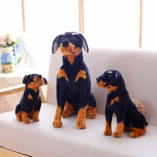 1X Simulation Doberman Pinscher Dog Plush Toy Realistic Stuffed Animal Kids Gift