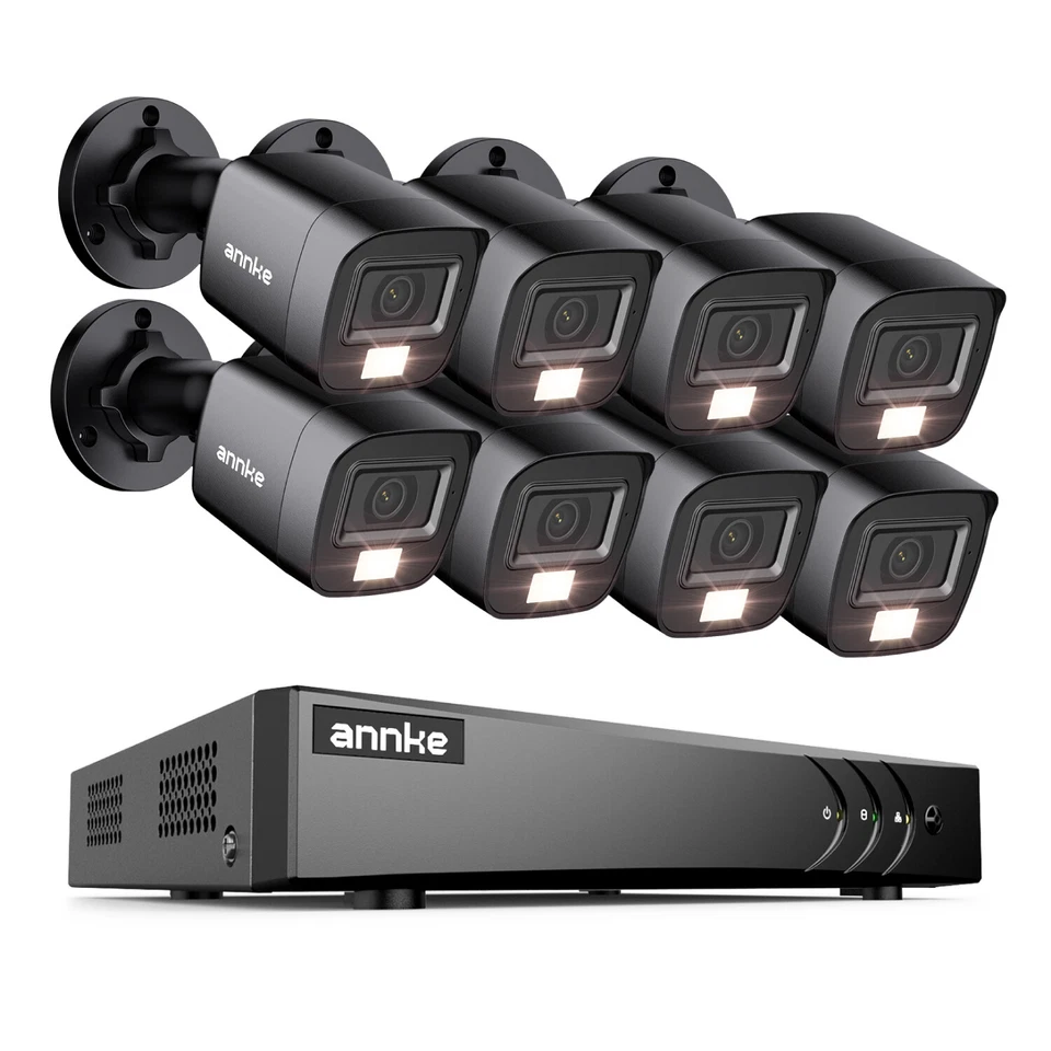 Sistema de cámara de seguridad ANNKE 8CH 3K 5MP Lite DVR 1080P CCTV exterior color noche Foto 2 de 4