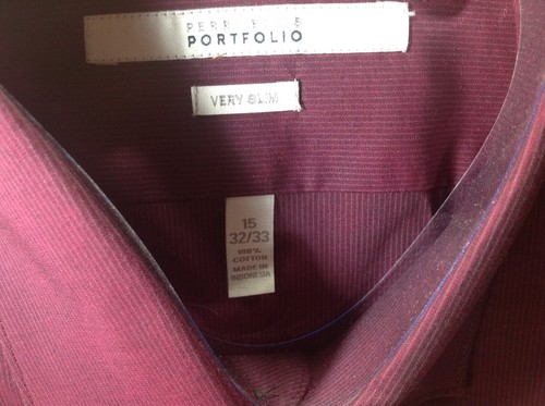 Perry Ellis Portfolio Mens Long Sleeve Dress Shirt Sz Sm 15-32/33 VerySlim - Picture 6 of 6