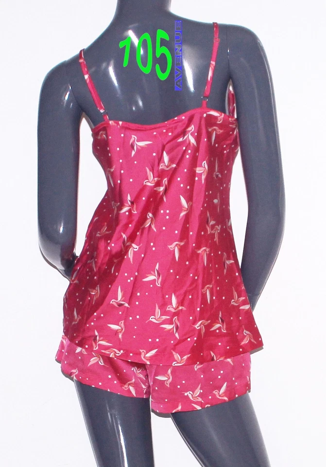 NEUF @@ PYJASHORT ENSEMBLE CARACO SHORT SATIN + RINGELLA + FR 38/42/46 ou 48 - Photo 2/3