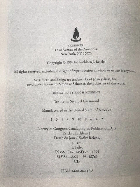 Death du Jour by Kathy Reichs First Edition Signed by author - Image 4 of 4