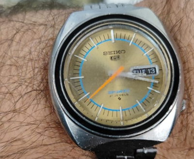 1978 Rare Vintage SEIKO 5 Sports Jumbo 6319-8070 Green Dial