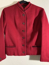Loden-frey Red Wool 6-button Waist Length Jacket Two Pockets Size M (40)