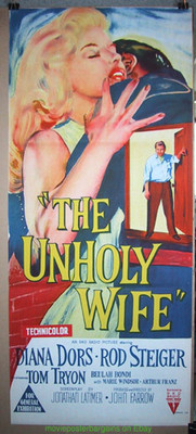 THE UNHOLY WIFE MOVIE POSTER Original DIANA DORS Australian 1957 STONE LITHO Art