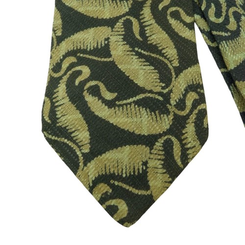Emporio Armani Tie Silk Black Leaf Italy Men's Classic Designer Necktie - Picture 2 of 7