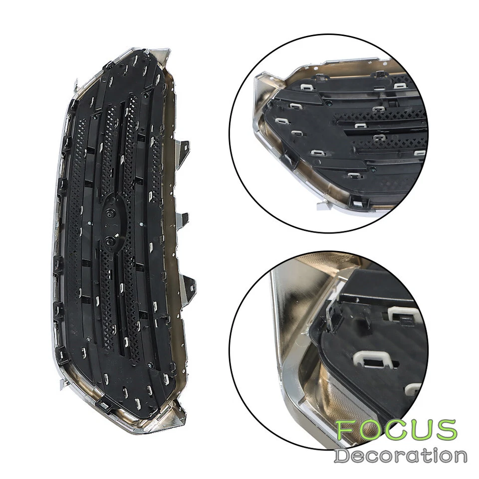 Conjunto de parrilla superior de parachoques delantero apto para Ford Taurus 2013-2019 parrilla cromada Foto 3 de 4