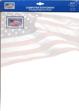 USPS Honoring Veterans Stamp Computer Stationery Paper, 20 Sheets, 2001 US Flag