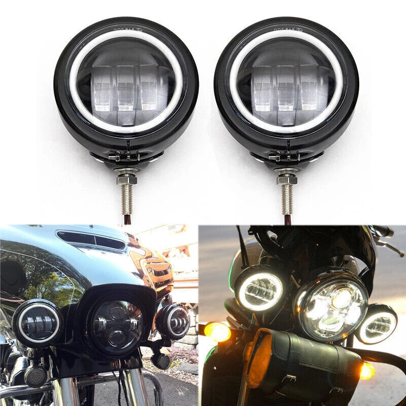 4.5" Passing Fog Lights Lamp w/Housing Bracket For Harley Electra Glide Touring - Image 2 of 4