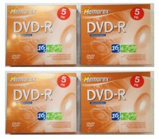 4 x 5 Pack Memorex DVD Recordable Media - DVD-R - 16x 4.7GB 120 Minutes w/ Case