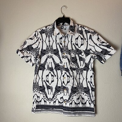 LRG Lifted Research Group Giraffe Button Up Shirt Vintage Size Medium Y2K