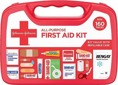 Johnson & Johnson All-Purpose Portable Compact First Aid Kit for Minor Cuts, Scr