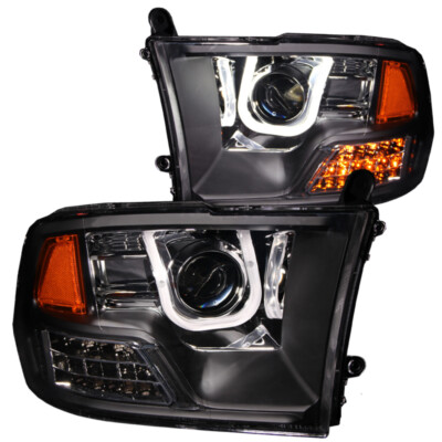 ANZO For 2009-2016 Dodge Ram 1500 Projector Headlights W/ U-Bar Black