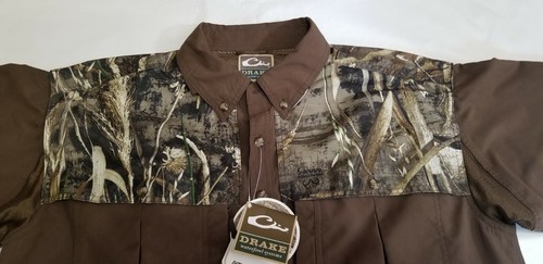NWT! MEN'S DRAKE WATERFOWL SYSTEMS TWO TONE CAMO WINGSHOOTERS SHIRT REALTREE M/L - Picture 2 of 7