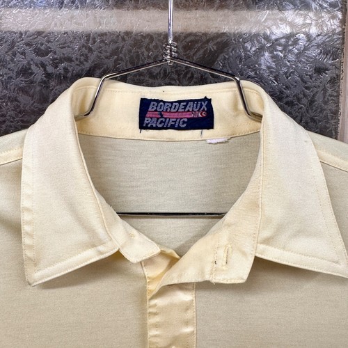 Vintage Pale Yellow Polo Tennis Shirt Bordeaux Pacific Med - Picture 4 of 14