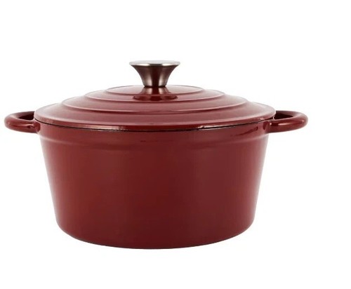 4L Red Cast Iron Casserole Round 24cm porcelain Enamel Pot Dutch Oven Pan - Picture 3 of 4