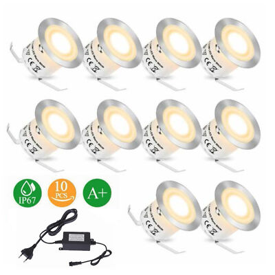 10er Set Warmweiß Boden Einbaustrahler LED Leuchte Außenlampe Einbauspo Minispot