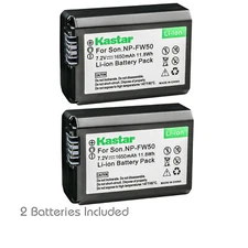 Kastar 2x Rechargeable Battery 1650mAh for Genuine Sony NP-FW50 W Series Battery