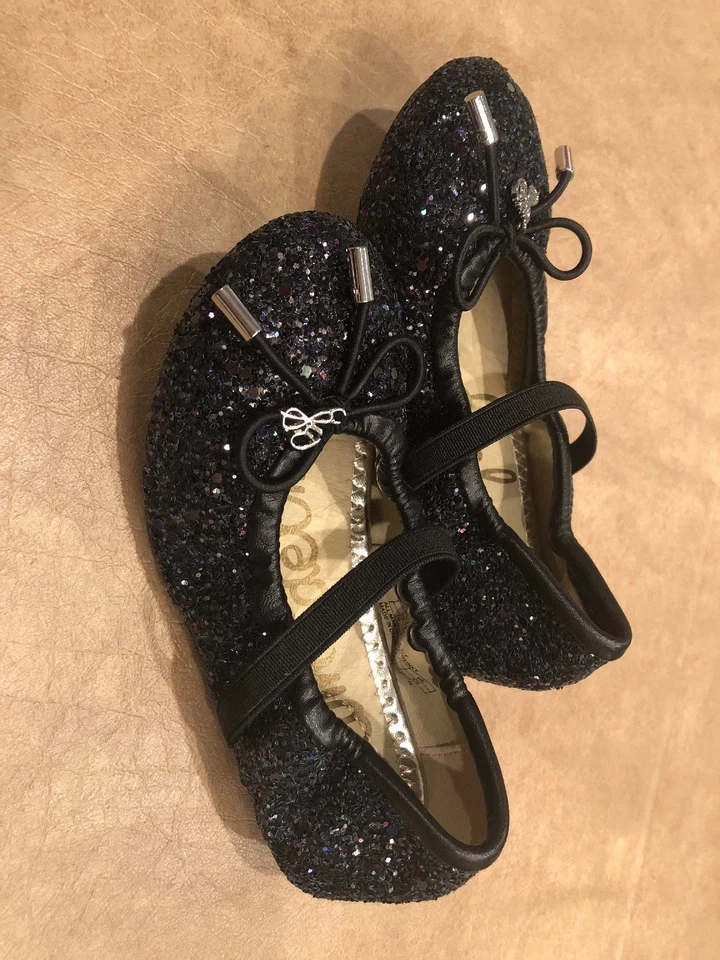 全新带盒 全新 女孩 黑色亮片 Sam Edelman Felicia 芭蕾玛丽珍正装鞋 10 — 第 3/4 张图片