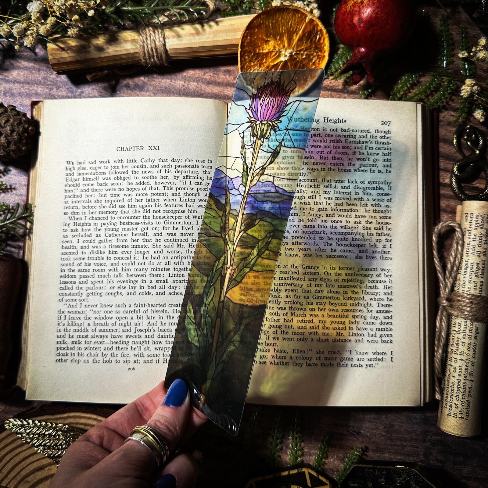 Floral Stained Glass Bookmarks (Flower Transparent Clear Bookmark, Book Lover)
